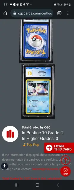 (POP 2) CGC 10 PRISTINE Goldeen Reverse Holo STAMPED EX Deoxys 61/107 Pokemon - Image 5