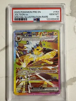 2025 POKEMON PRISMATIC EVOLUTIONS SPECIAL ILLUSTRATION RARE JOLTEON EX PSA 10 - Image 1
