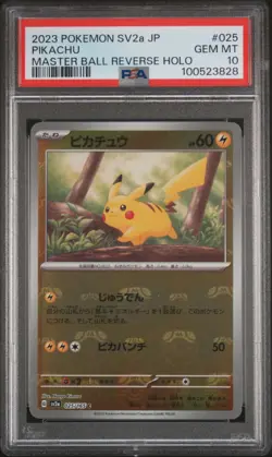 2023 Pokemon 151 SV2a JP Pikachu Master Ball Reverse Holo 25/165 PSA 10 - Image 1