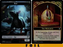 RAT \ THE MONARCH TOKEN ** FOIL ** #17/50 - Commander Masters - NM MTG - Image 1