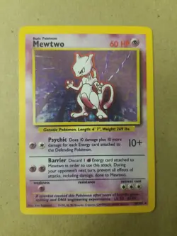 MEWTWO 10/102 - Holo RARE - VINTAGE WOTC POKEMON CARD - BASE SET - LP-MP - Image 1