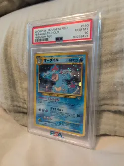 Pokemon Neo Premium File 1 Feraligatr Holo Rare PSA 10 #160 2000 Japanese Swirl - Image 1