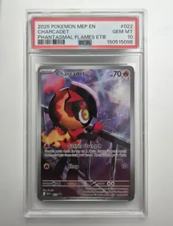 2025 POKEMON MEP EN-ME BLACK STAR PROMO #022 CHARCADET PSA 10 - Image 3