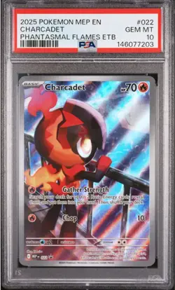 2025 POKEMON MEP EN-ME BLACK STAR PROMO #022 CHARCADET PSA 10 - Image 1