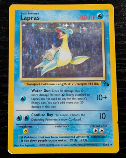 Pokemon TCG Lapras 10/62 Fossil Holo Rare Unlimited Basic 80 HP EN 1999 - Image 1