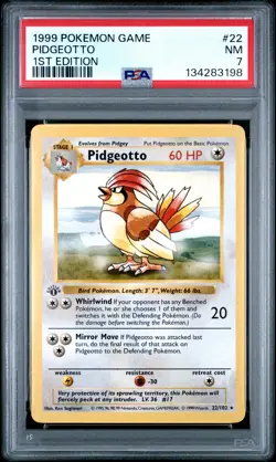 1999 POKEMON BASE SET 1ST EDITION #22 PIDGEOTTO PSA 7 - Image 1