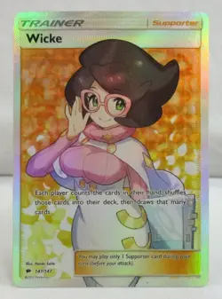 Wicke Pokemon TCG Card Trainer Burning Shadows 147/147 FULL ART ULTRA RARE NM - Image 1