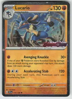 Lucario (Scarlet & Violet Stamp) 114/198 Holo Misc. Cards & Products Pokemon NM - Image 1
