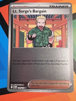 Lt Surges Bargain 120/132 Mega Evolution Reverse Holo NM Pokemon Card x1 - Image 1