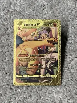 Pokemon Charizard V HP170 Battle Sense Rare Gold Accents Foil Fan Art Card - Image 3