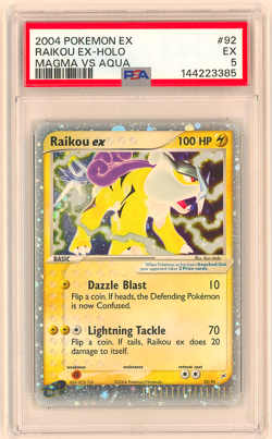 2004 Pokemon EX Raikou EX Holo Magma vs Aqua #92 PSA 5 Freshly Graded - Image 1