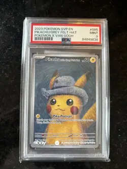Pokemon Pikachu Grey Felt Hat Van Gogh psa 9 MINT - Image 1