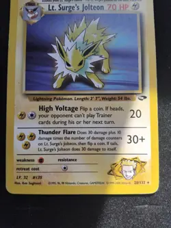 LP Pokemon Lt. Surge's Jolteon 28/132 | Gym Challenge Non-Holo Rare - Image 3