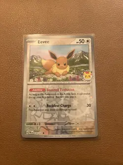 Eevee 2025 Pokemon Day Promo Card 074/131 Cosmo Holo Prismatic Evolutions - Image 1