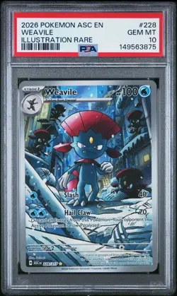 2026 POKEMON ASC EN-ASCENDED HEROES ILLUSTRATION RARE #228 WEAVILE PSA 10 - Image 1