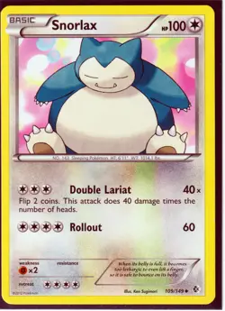 2012 POKEMON SNOLAX 109/149 B & W BOUNDARIES CROSSED REGULAR NM - Image 1