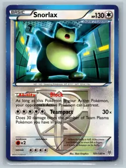 Snorlax 101/135 Rare Plasma Storm Pokemon Near Mint - Image 1