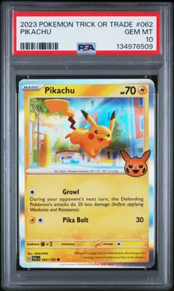 PSA 10 Pikachu #062 2023 Pokemon Trick or Trade - Image 1