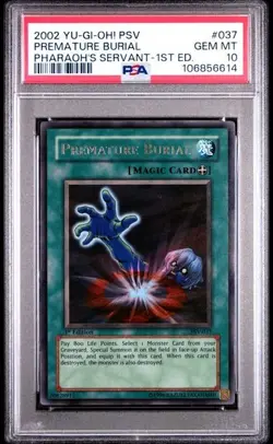Yu-Gi-Oh! PSA 10 Premature Burial PSV-037 Ultra Rare 1st Edition Gem Mint - Image 1