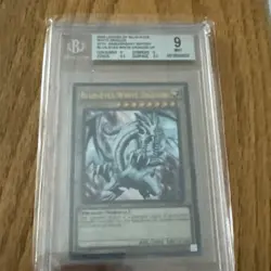 Yugioh; blue eyes white dragon lob-en001 Unlimited ; beckett 9 mint. Blue Eyes - Image 1
