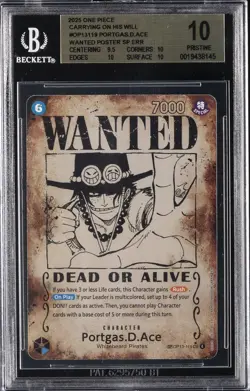 2025 ONE PIECE CARRYING ON HIS WILL WANTED POSTER SP ERR PORTGAS D. ACE BGS 10 - Image 1