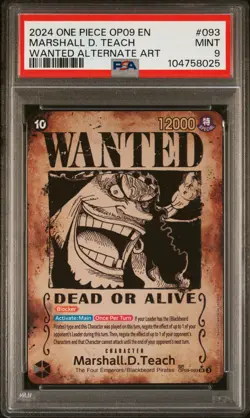ONE PIECE OP09 - 093 MARSHALL D. TEACH WANTED ALT ART MINT 9 - Image 1
