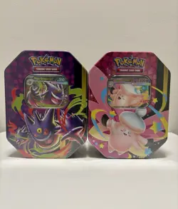 Pokemon TCG: Mega Moonlit Tin Mega Clefable + Gengar Set of 2 New/Sealed Tins - Image 1