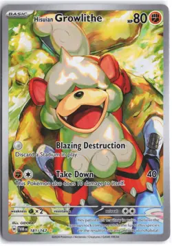 Hisuian Growlithe 181/167 Illustration Rare Twilight Masquerade Pokemon NM - Image 1