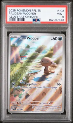 Paldean Wooper 102/094 Illustration Rare Pfl En-phantasmal Flames Pokemon PSA 9 - Image 1