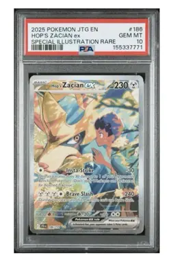 2025 Pokemon JTG EN Hops Zacian Ex Special Illus Rare #186 PSA 10 GM G00000545 - Image 2