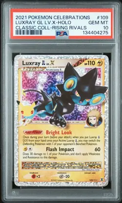 2021 POKEMON CELEBRATIONS CLASSIC COLL #109 LUXRAY GL LV.X-HOLO PSA 10 - Image 1