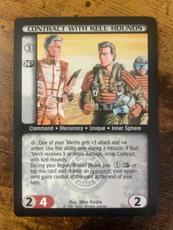 Battletech CCG TCG Card Game Rare Counterstrike Contract with Kell Hounds - Image 1