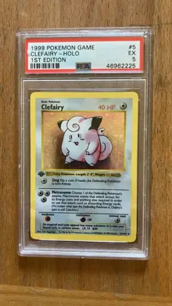 PSA 5 Pokemon TCG Clefairy Holo 5/102 1999 1st Edition Shadowless Base Set - Image 1