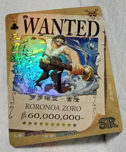 One Piece Zoro WANTED SR Card # OP-02-030 - Image 1