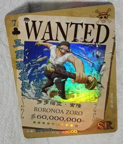 One Piece Zoro WANTED SR Card # OP-02-030 - Image 2