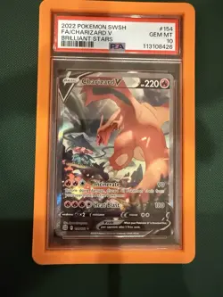 Charizard v Alternate Full Art Holo Card 154/172 Brilliant Stars PSA 10 - Image 1