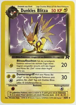 NM- Dark Jolteon Dunkles Blitza Reg Team Rocket German 38/82 Pokemon Card - Image 1