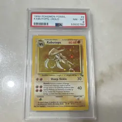 Pokemon TCG 1999 Fossil Kabutops Holo Rare #9/62 PSA 8 Graded Card - Image 1