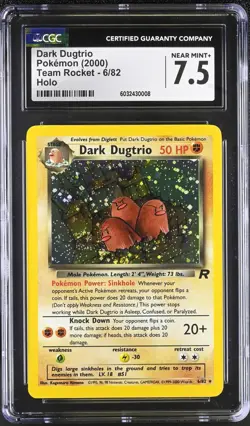 CGC 7.5 Dark Dugtrio Team Rocket 6/82 Holo Rare SWIRL Pokemon Card NM+ psa - Image 1
