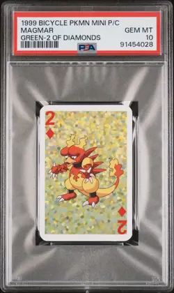 Pokemon - Bicycle Mini Playing Cards - Magmar - 2 of Diamonds - PSA 10 Gem Mint - Image 1