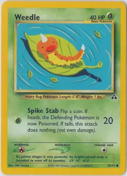 2x Weedle 70/75 Neo Discovery Unlimited 2001 Vintage WotC Pokemon Card x2 - Image 1