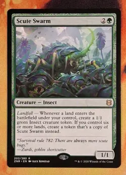 Magic: The Gathering Scute Swarm Zendikar Rising Rare Creature Green 203/280 - Image 1