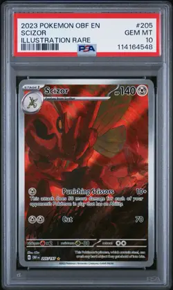 2023 Pokemon Obsidian Flames Scizor 205/197 Illustration Rare PSA 10 - Image 1