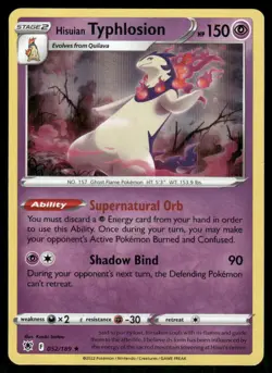 Hisuian Typhlosion 052/189 Holo Rare Astral Radiance Pokemon Holo Near Mint - Image 1
