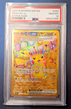 2024 Pokemon Surging Sparks Pikachu ex #247 Hyper Rare PSA GEM MINT 10 - Image 1