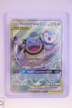 Pokemon TCG Cosmic Eclipse Blastoise & Piplup GX 215/236 Alternate Full Art Holo - Image 5