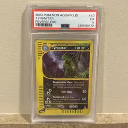 2003 POKEMON AQUAPOLIS #40 - TYRANITAR REVERSE FOIL - PSA 5 - Image 1