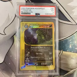 2003 POKEMON AQUAPOLIS #40 - TYRANITAR REVERSE FOIL - PSA 5 - Image 2
