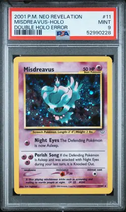 2001 POKEMON NEO REVELATION DOUBLE HOLO ERR #11 MISDREAVUS-HOLO PSA 9 - Image 1