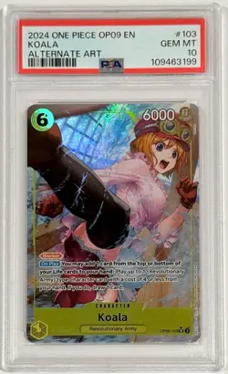 2024 One Piece Koala Alternate Art OP09-103 SR PSA 10 Gem Mint English - Image 1